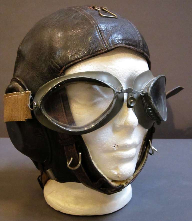 German Luftwaffe Pilot's Helmet and Goggles For Sale 2