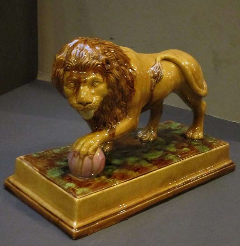 English Staffordshire Lion with Treacle Glaze 6