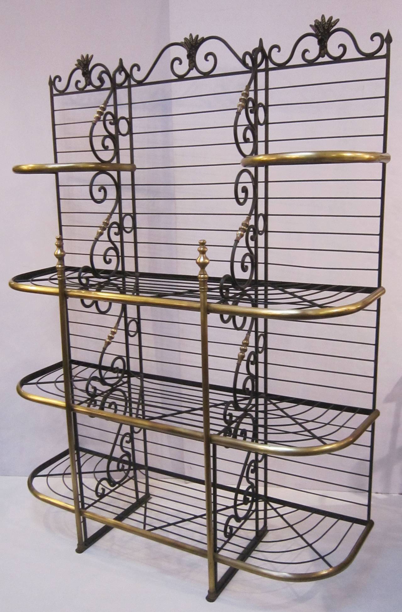antique french brass bakers rack