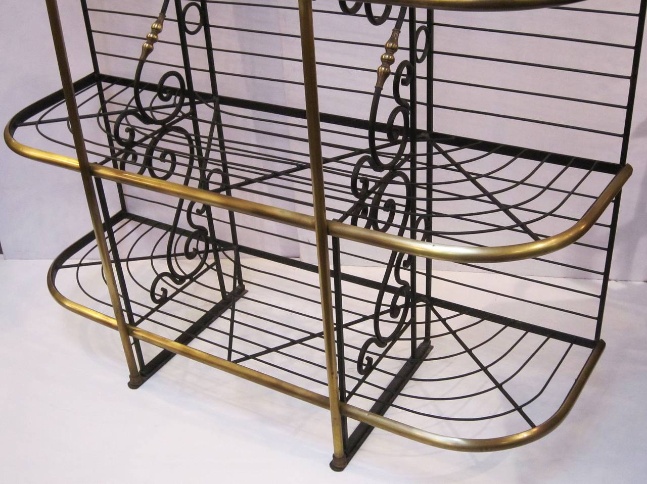 French Baker's Rack of Wrought Iron and Brass 2