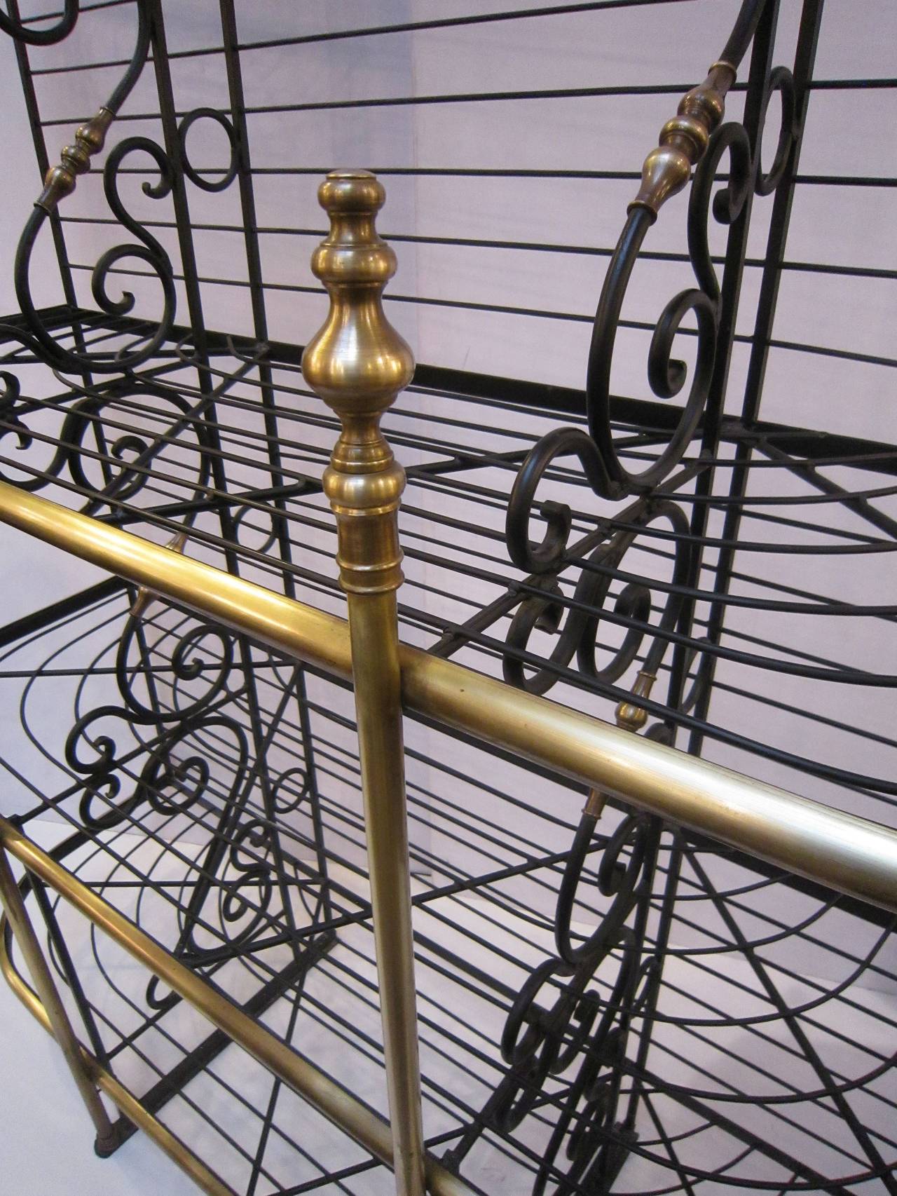 French Baker's Rack of Wrought Iron and Brass 1