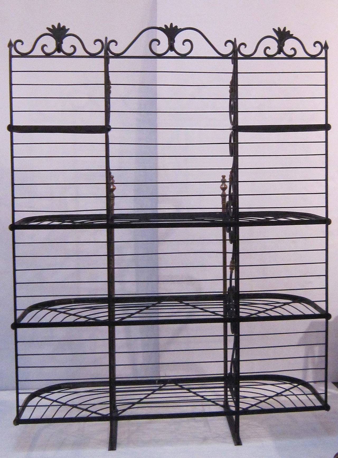 French Baker's Rack of Wrought Iron and Brass 3