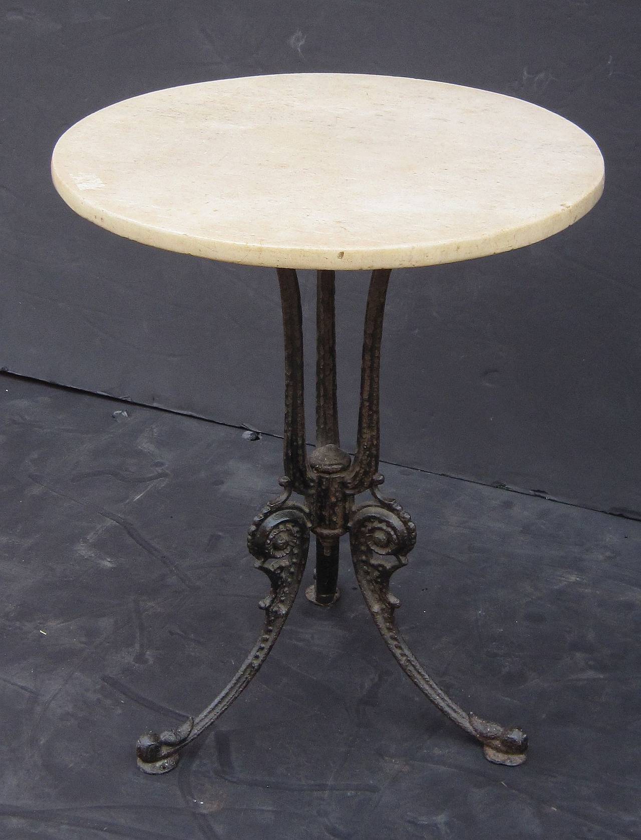 19th Century English Bistro Table with Marble Top (22 1/8