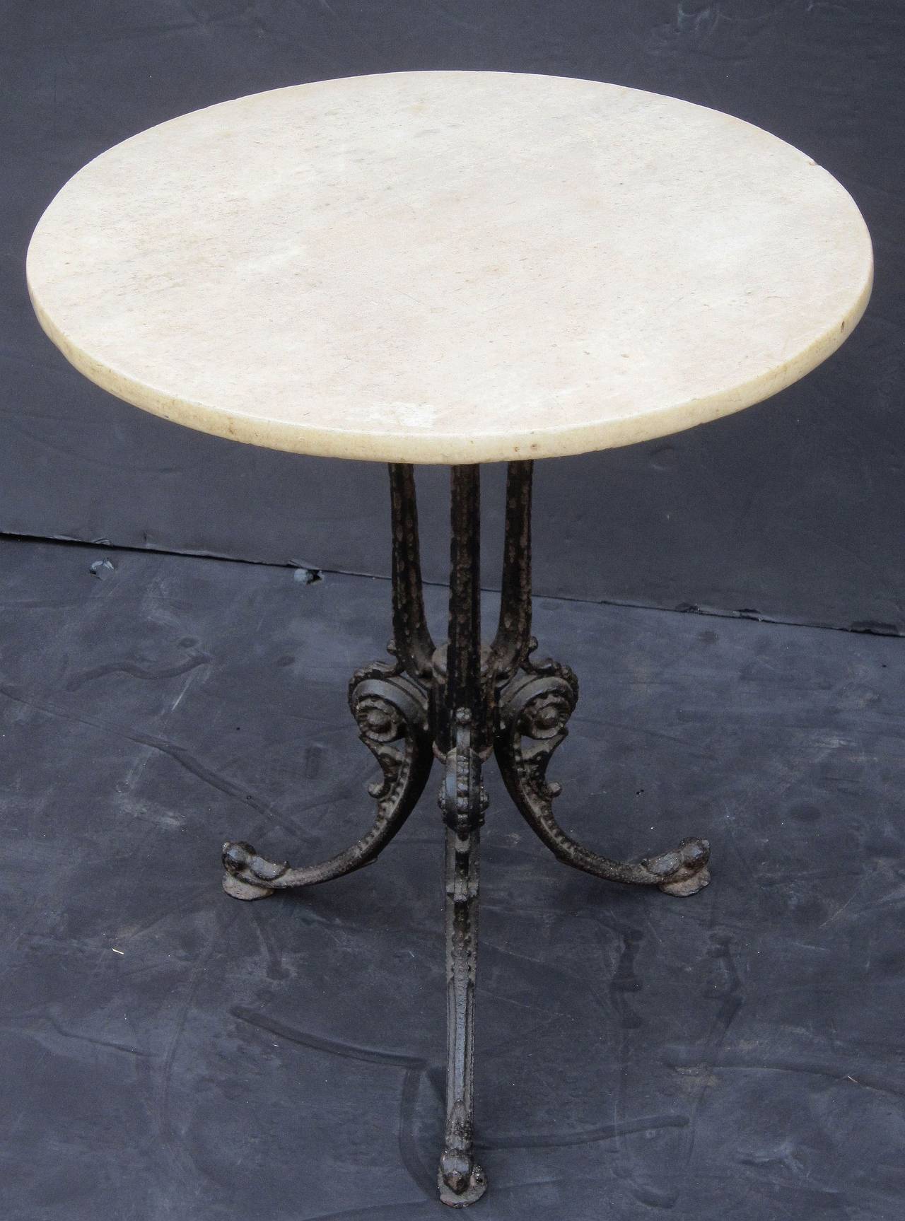 Iron English Bistro Table with Marble Top (22 1/8