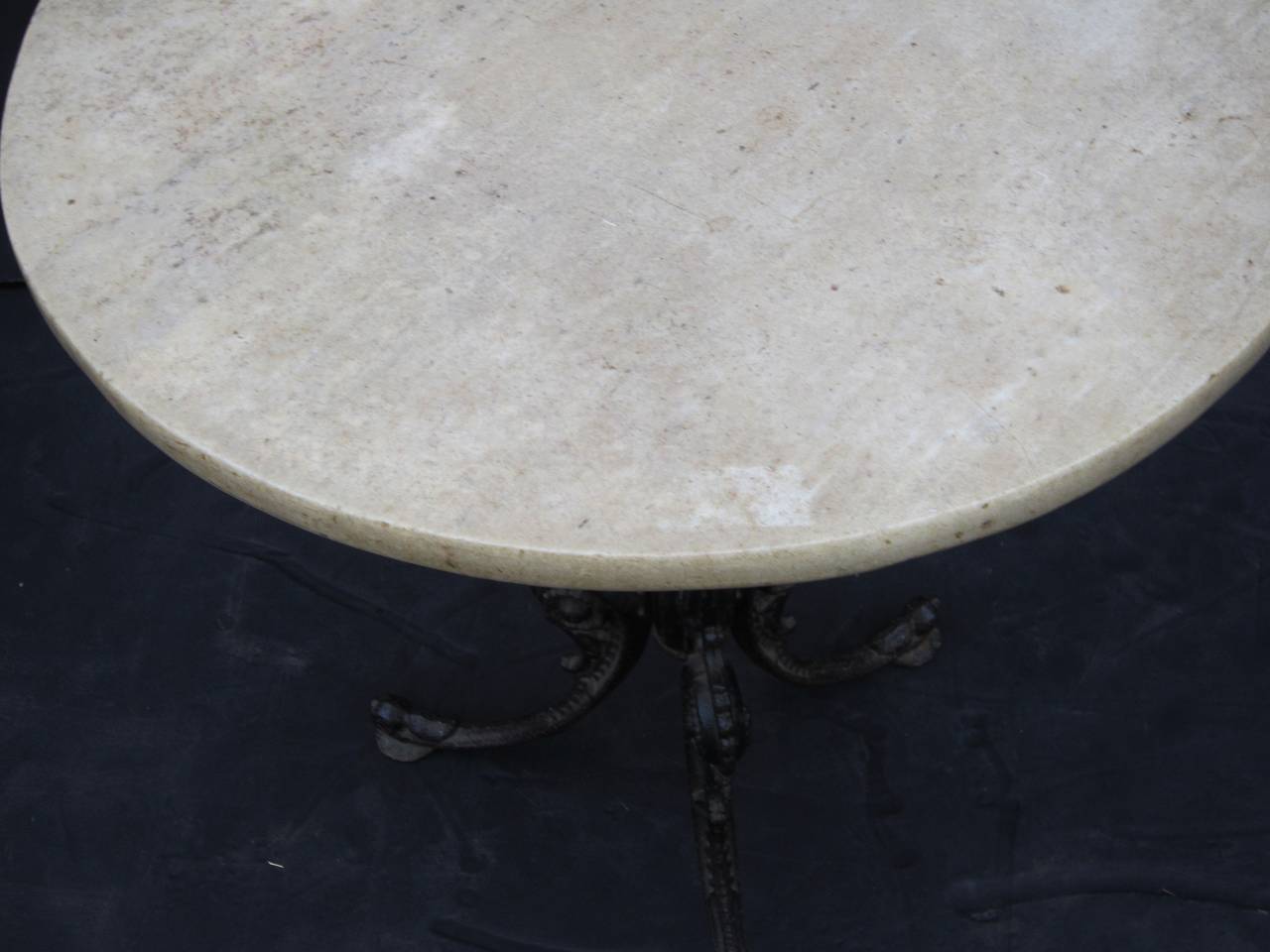 English Bistro Table with Marble Top (22 1/8