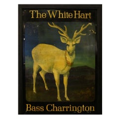 Vintage English Pub Sign - The White Hart (Bass Charrington)