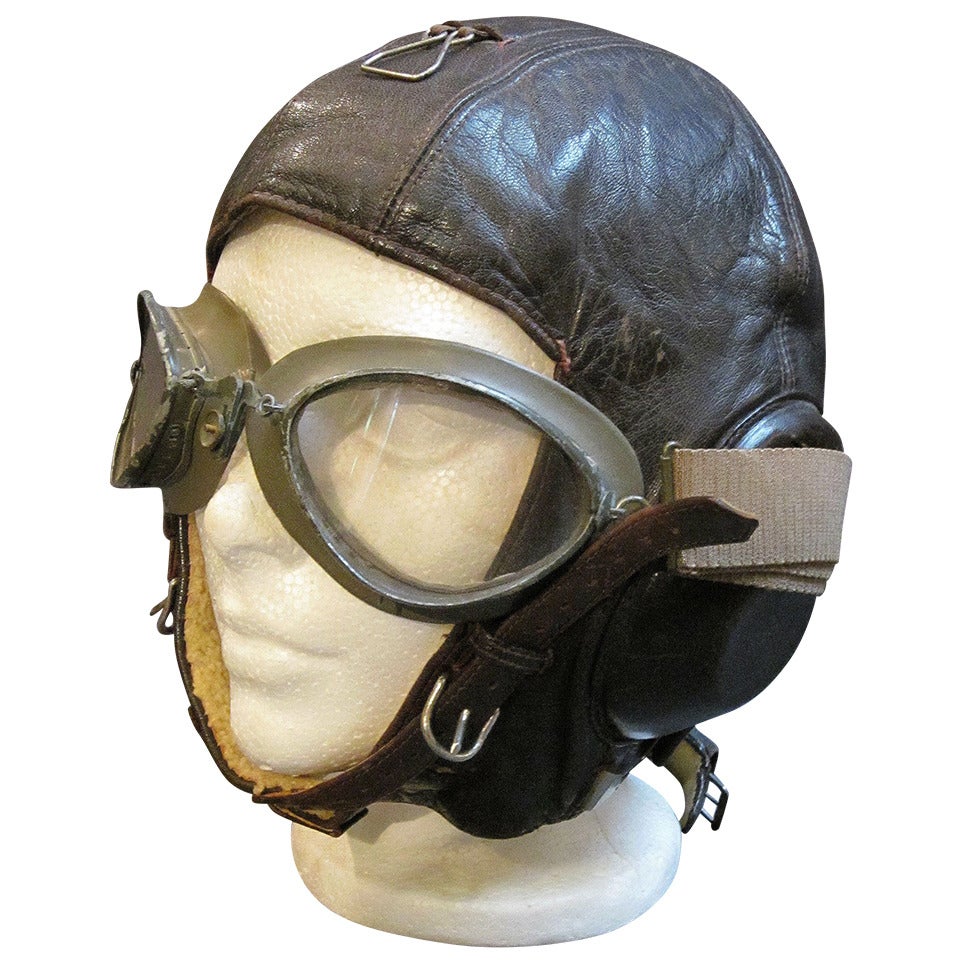 German Luftwaffe Pilot's Helmet and Goggles For Sale