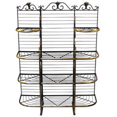 French Baker's Rack of Wrought Iron and Brass