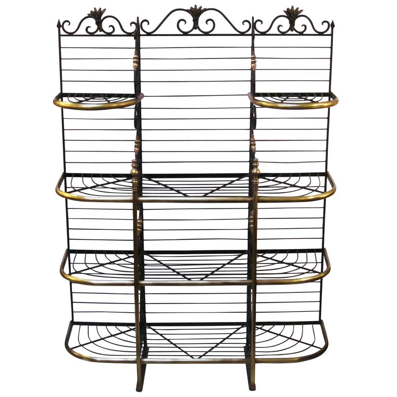 French Baker's Rack of Wrought Iron and Brass