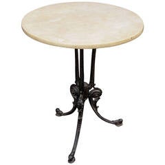 Antique English Bistro Table with Marble Top (22 1/8" Diameter)