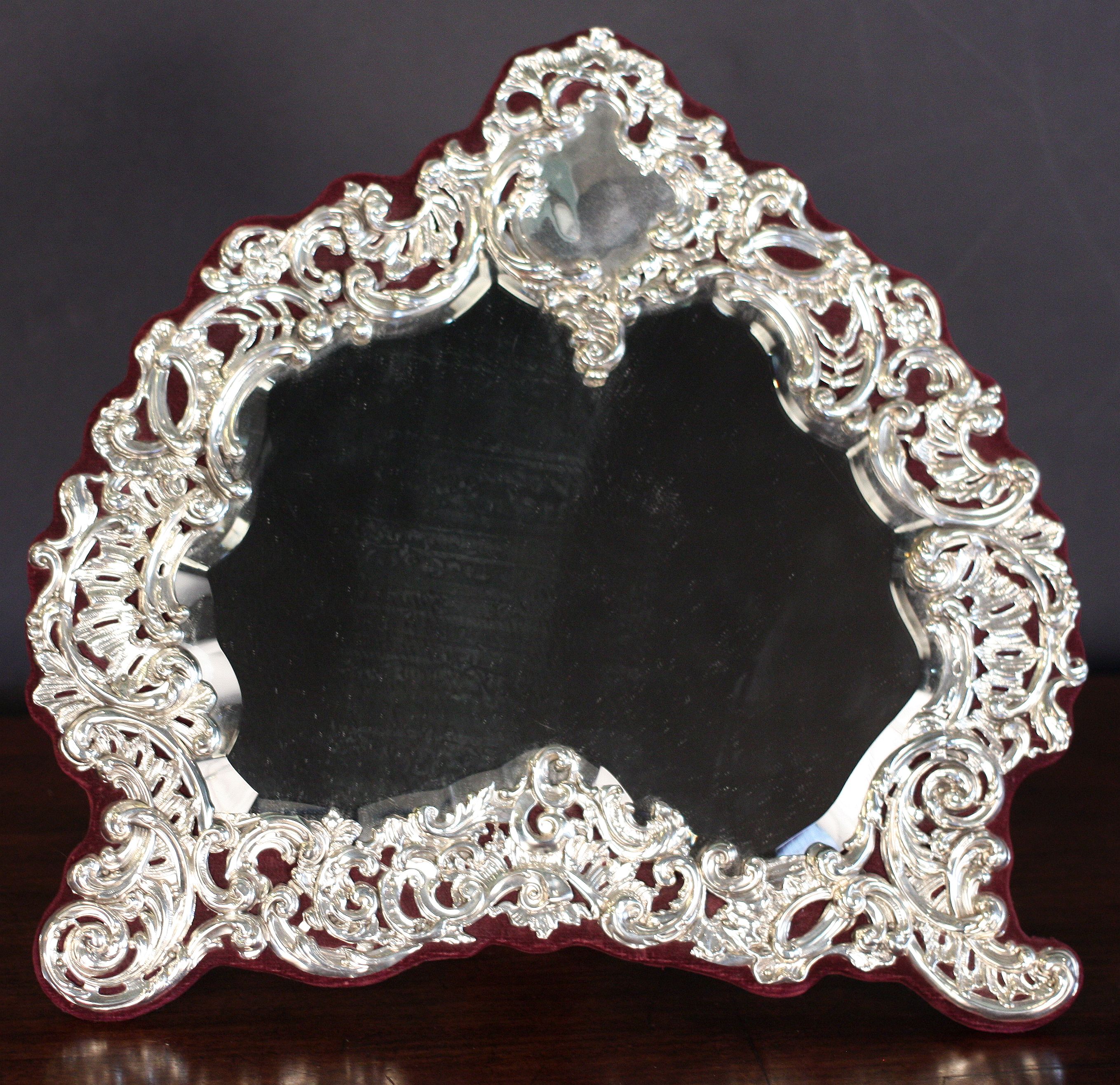 Edwardian Table Mirror of Sterling Silver