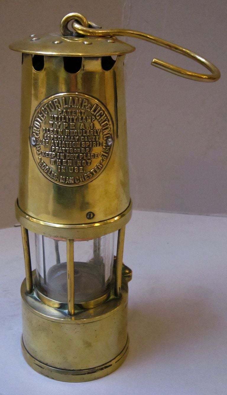 Copper English Miner's Lamp in Brass