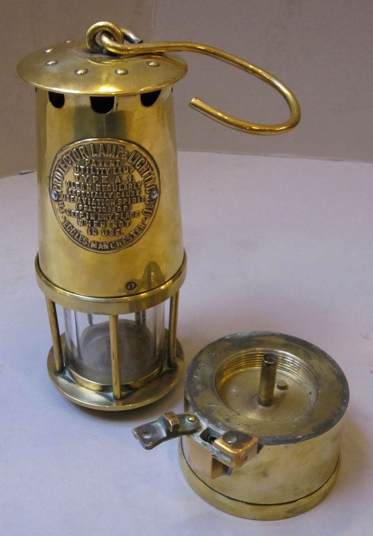English Miner's Lamp in Brass 1