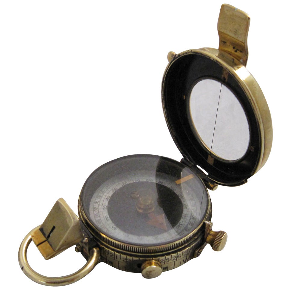 Boussole de marche britannique de la Première Guerre mondiale avec étui en cuir