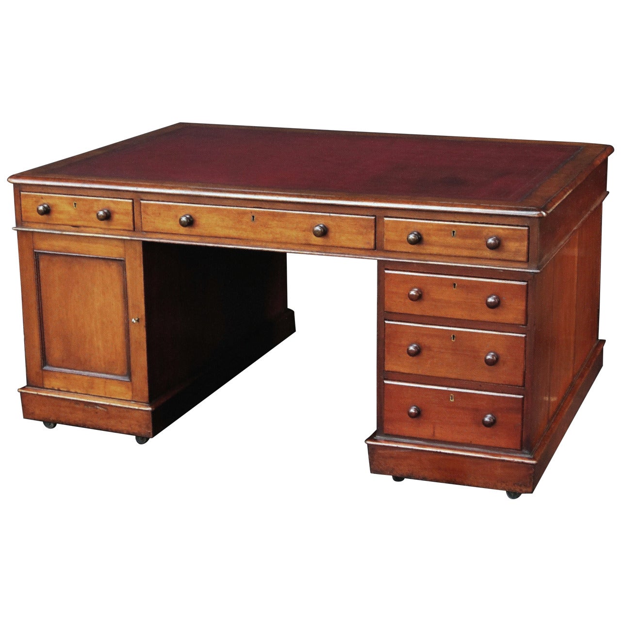 Large English Partner's Pedestal Desk of Mahogany