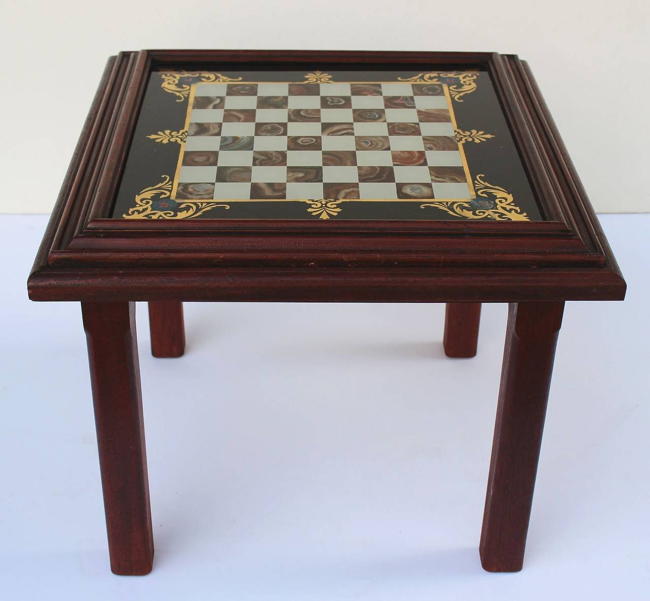 coffee table with inlaid chess board top