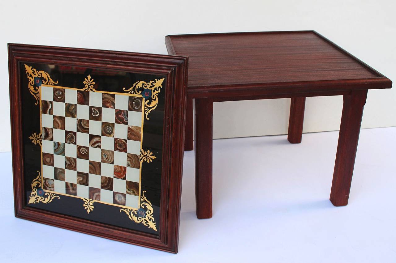 Painted English Low Cocktail or Coffee Table with Chess Board Top For Sale