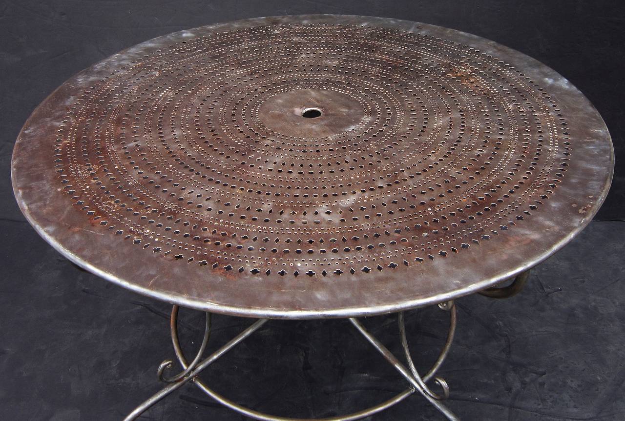 Brushed Large French Round Table for the Garden