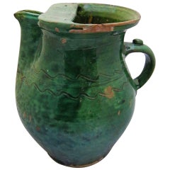 French Green Glaze Jug of Rare Form, circa 1830