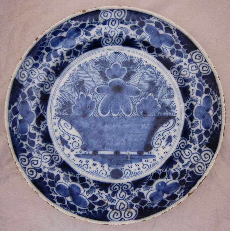 An early 19th c. Dutch Delft blue and white glaze charger (12