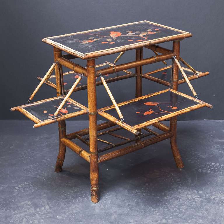19th Century English Bamboo Fold-Out Occasional Table