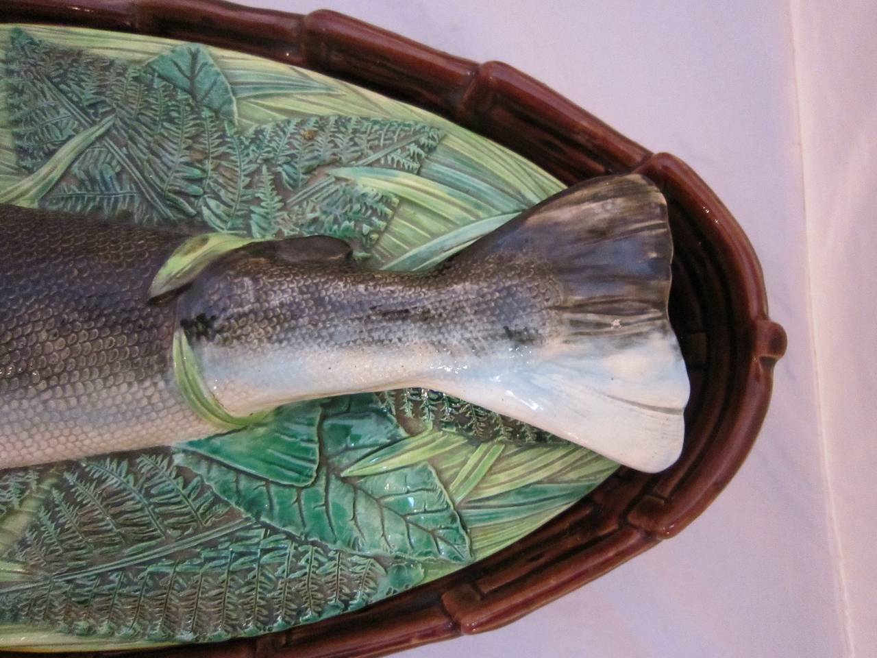 Glazed Majolica Fish Server by George Jones