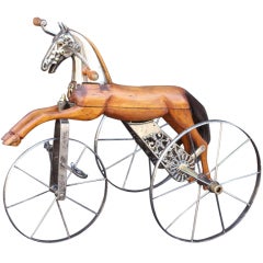 Antique French Velocipede or Child's Horse Tricycle