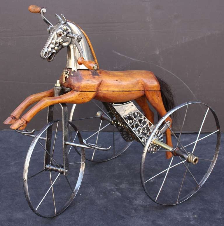 French Velocipede or Child's Horse Tricycle In Excellent Condition In Austin, TX