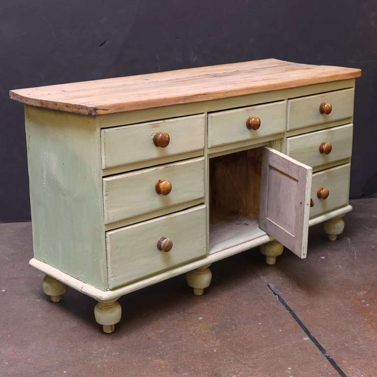 19th Century English Country Painted Cupboard Console Server