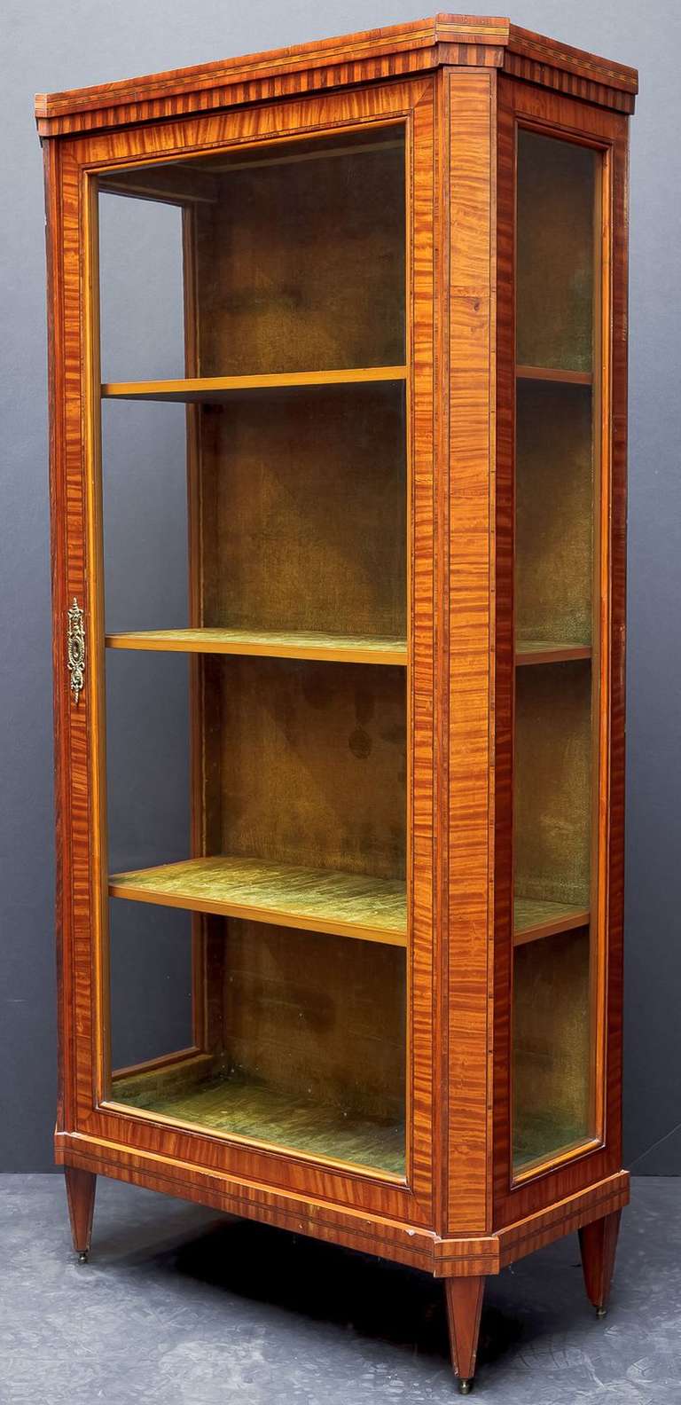 19th Century French Display Case or China Cabinet of Satin Wood