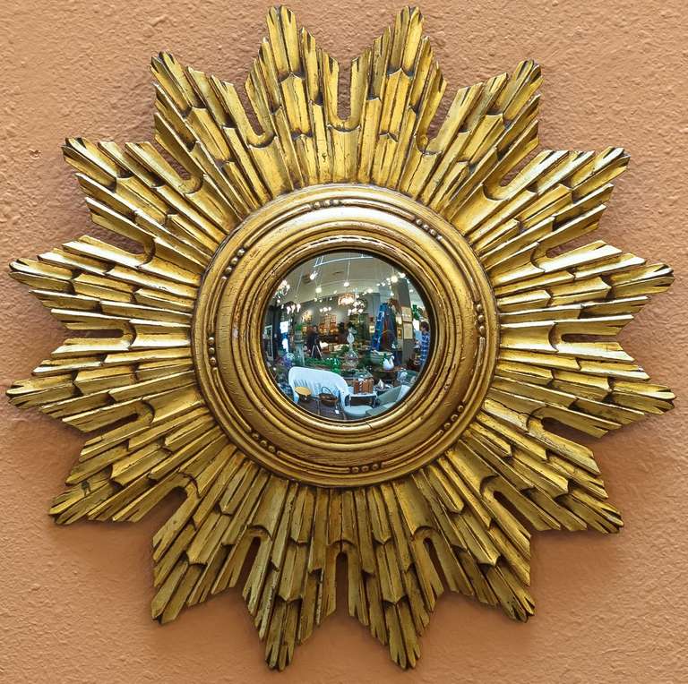 French Gilt Sunburst (or Starburst) Mirror (19" Diameter)