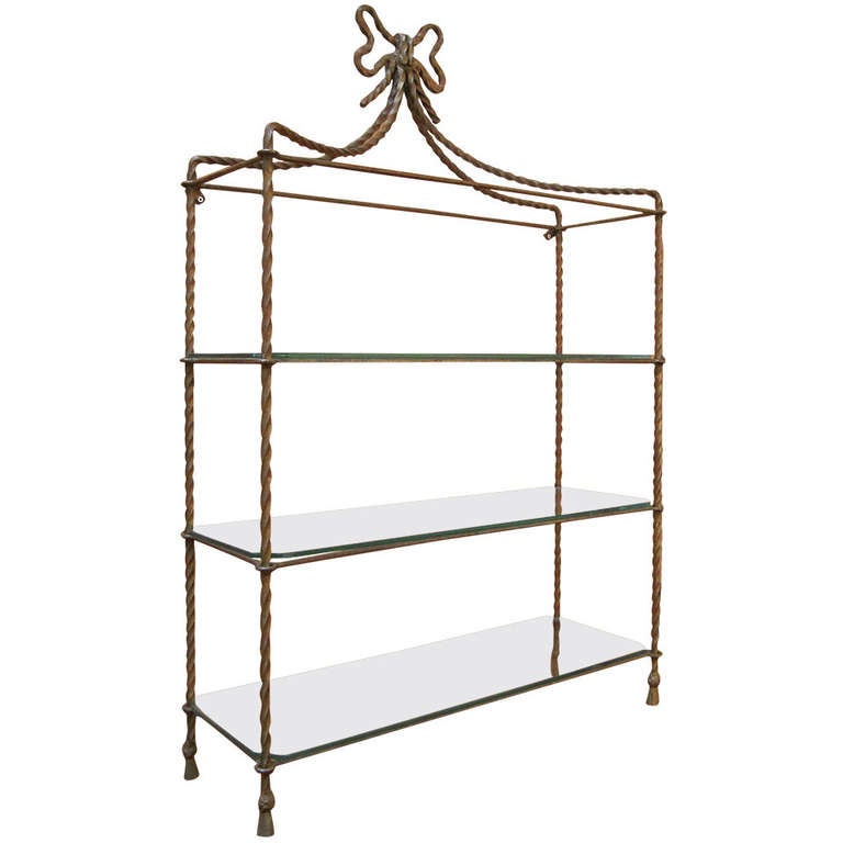 French Hanging Shelf of Gilt Metal For Sale at 1stdibs