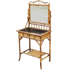 Antique English Bamboo Vanity Dresser