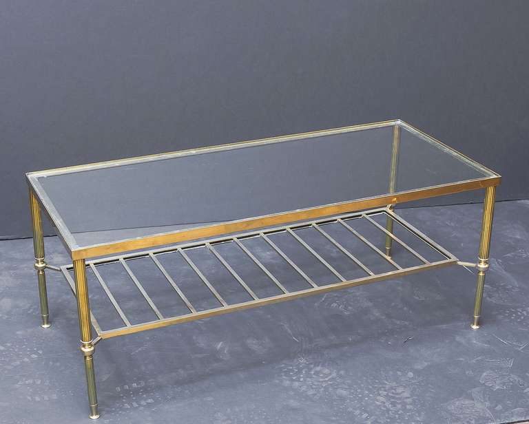 English Cocktail Table of Brass and Glass In Excellent Condition In Austin, TX