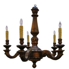French Carved Wood Five-Light Chandelier (24" Diameter)