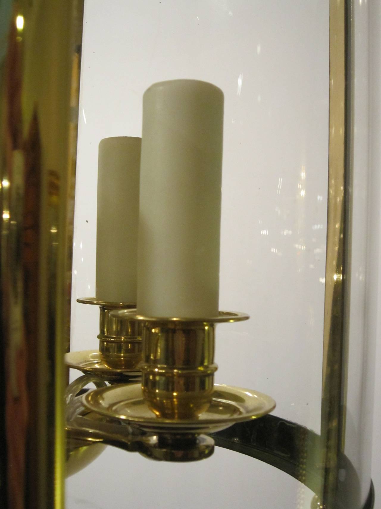 French Four-Light Hanging Lantern of Brass and Glass 2