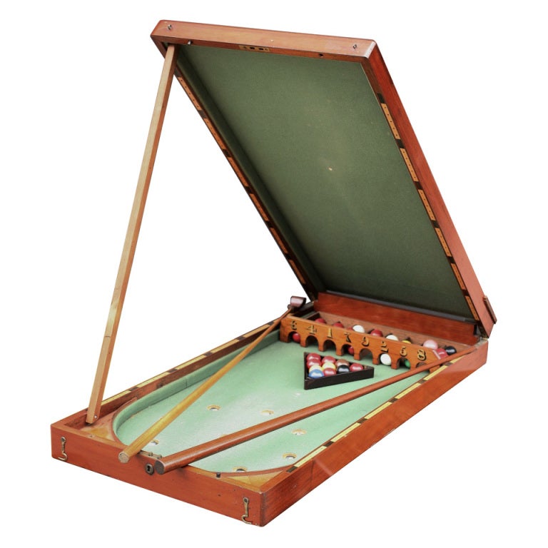 English Bagatelle Game Table and Accessories