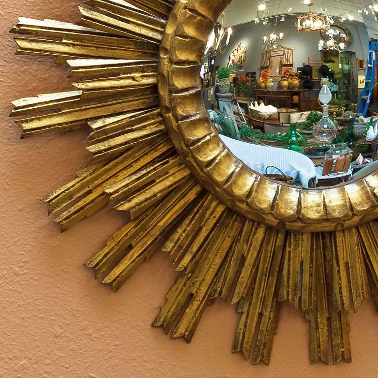 20th Century French Gilt Sunburst (or Starburst) Mirror (24