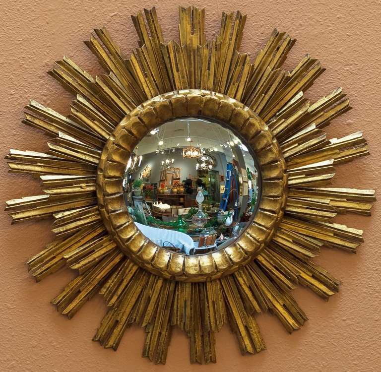 A lovely French gilt sunburst (or starburst) mirror, 24