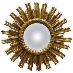 Antique French Gilt Sunburst (or Starburst) Mirror (24" Diameter)