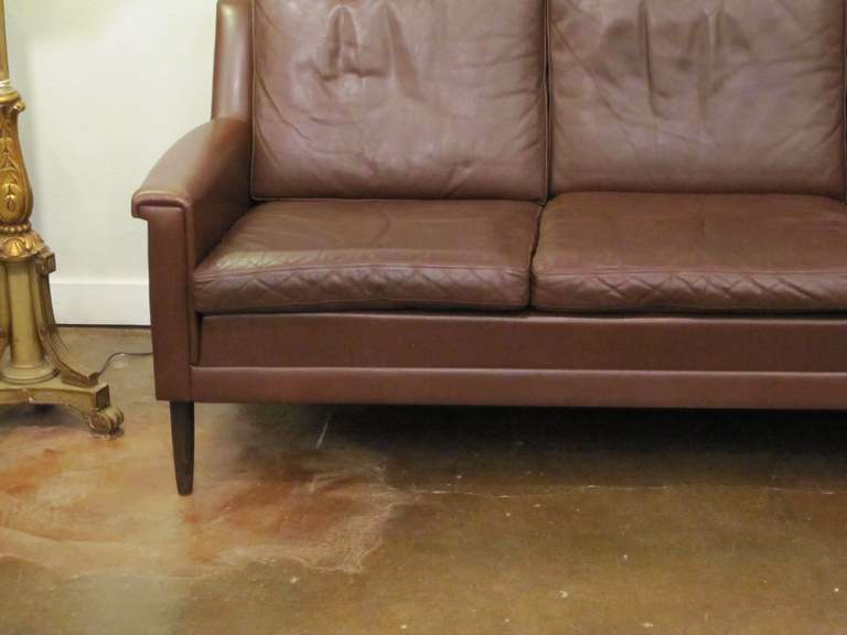Leather Danish Three-Seat Sofa