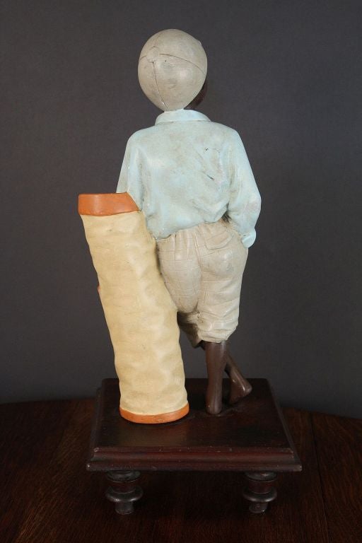 20th Century Folk Art Chalkware Figure of a Black Golf Caddy or Caddie