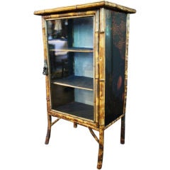 English Bamboo Lacquered Cabinet with Glazed Door