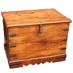 Antique Campaign-Era Iron-Bound Wooden Trunk