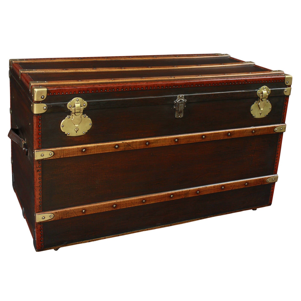 Large French Brass Bound Trunk at 1stdibs