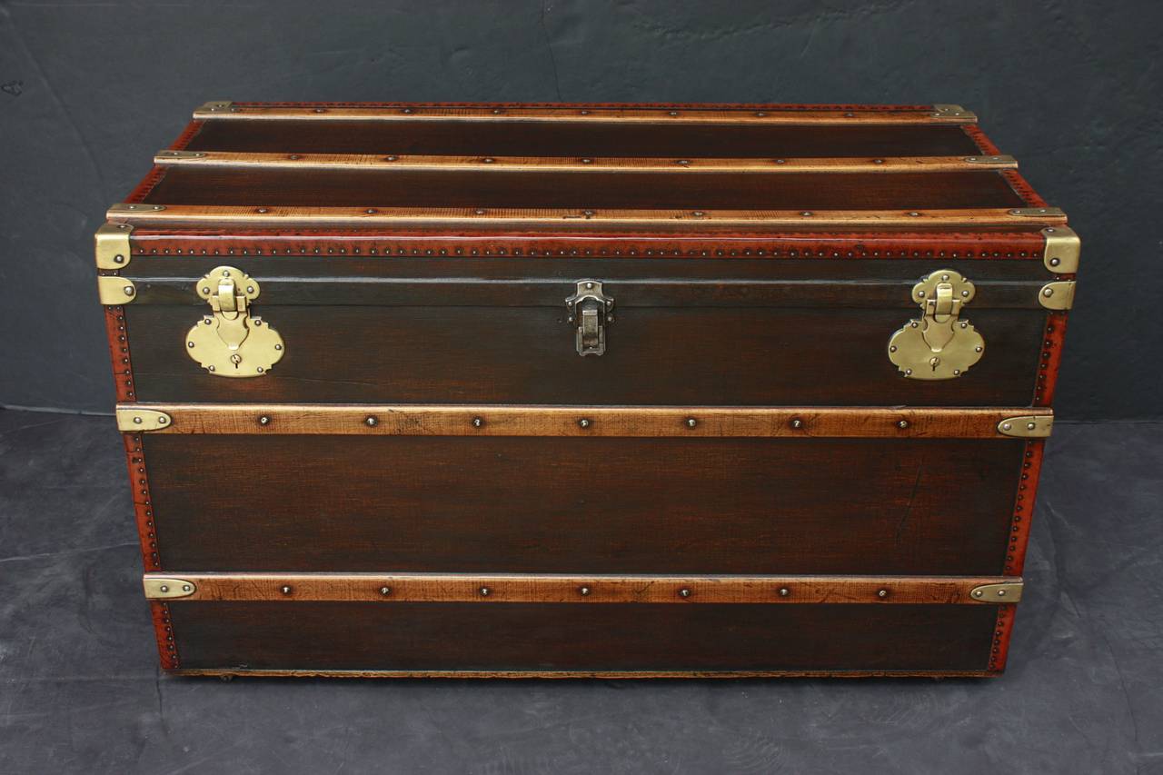 Large French Brass Bound Trunk at 1stdibs