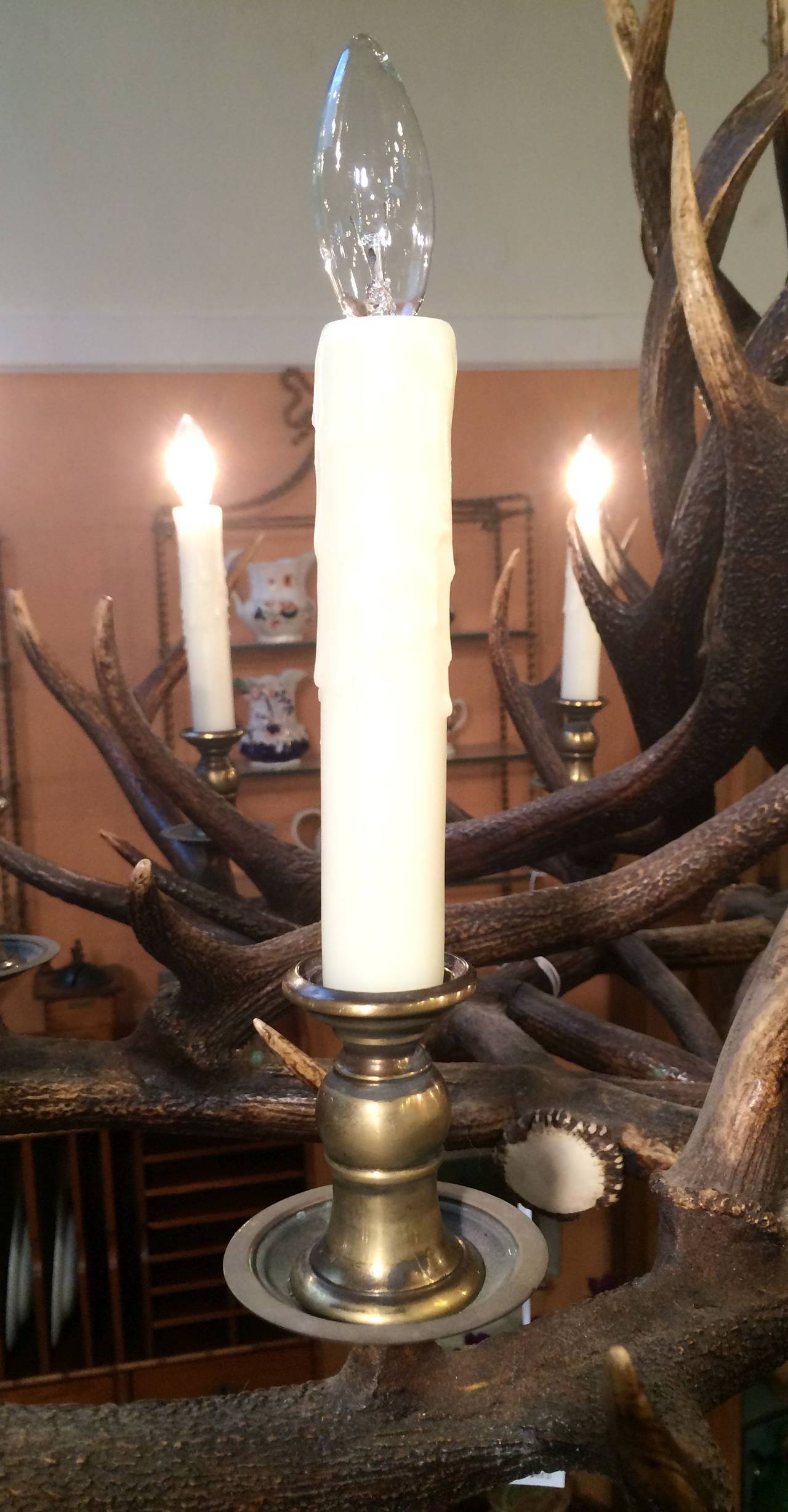 Large Antler Horn Eight-Light Hanging Fixture (58