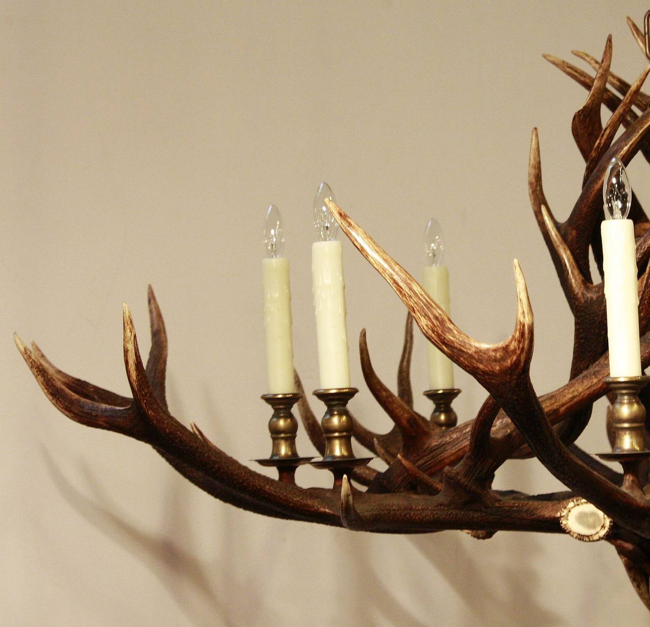 20th Century Large Antler Horn Eight-Light Hanging Fixture (58