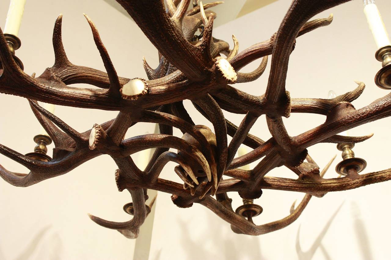 Large Antler Horn Eight-Light Hanging Fixture (58