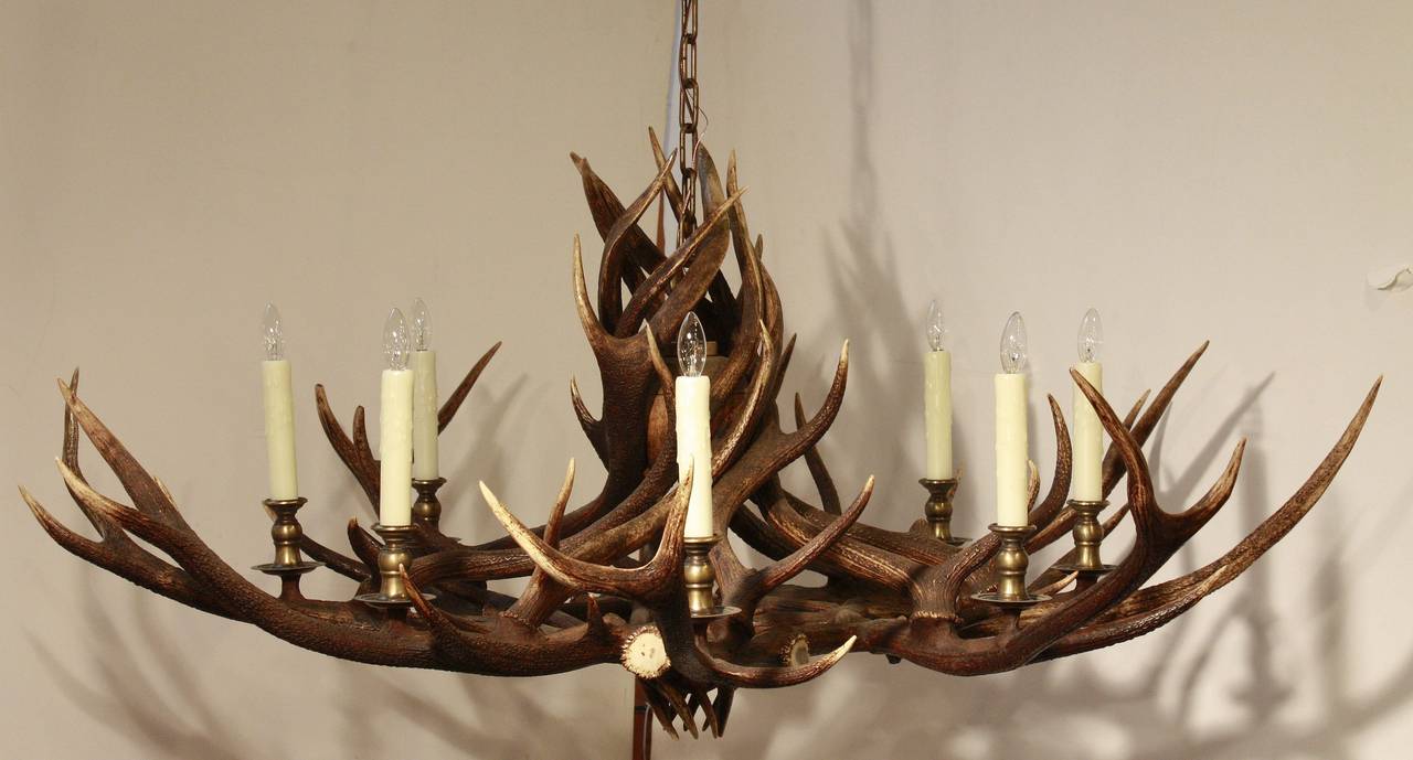 Large Antler Horn Eight-Light Hanging Fixture (58